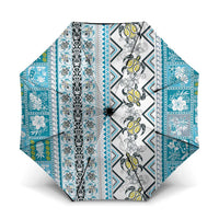 Hawaii Makahiki Turtle Umbrella Blue Tapa Pattern LT05 One Size Folded 11.42 inch Opened Diameter 37.4 inch Blue - Polynesian Pride