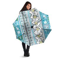 Hawaii Makahiki Turtle Umbrella Blue Tapa Pattern LT05 - Polynesian Pride