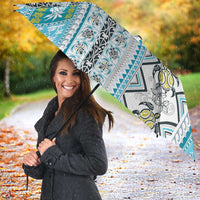 Hawaii Makahiki Turtle Umbrella Blue Tapa Pattern LT05 - Polynesian Pride