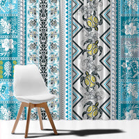 Hawaii Makahiki Turtle Window Curtain Blue Tapa Pattern LT05 - Polynesian Pride