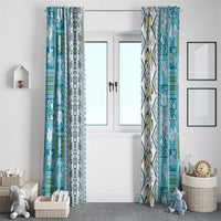 Hawaii Makahiki Turtle Window Curtain Blue Tapa Pattern LT05 - Polynesian Pride
