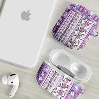 Hawaii Makahiki Turtle AirPods Case Violet Tapa Pattern LT05 - Polynesian Pride