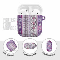 Hawaii Makahiki Turtle AirPods Case Violet Tapa Pattern LT05 - Polynesian Pride