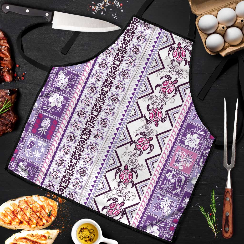 Hawaii Makahiki Turtle Apron Violet Tapa Pattern LT05 Violet - Polynesian Pride