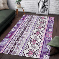Hawaii Makahiki Turtle Area Rug Violet Tapa Pattern LT05 Violet - Polynesian Pride