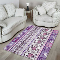 Hawaii Makahiki Turtle Area Rug Violet Tapa Pattern LT05 - Polynesian Pride