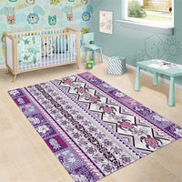 Hawaii Makahiki Turtle Area Rug Violet Tapa Pattern LT05 - Polynesian Pride