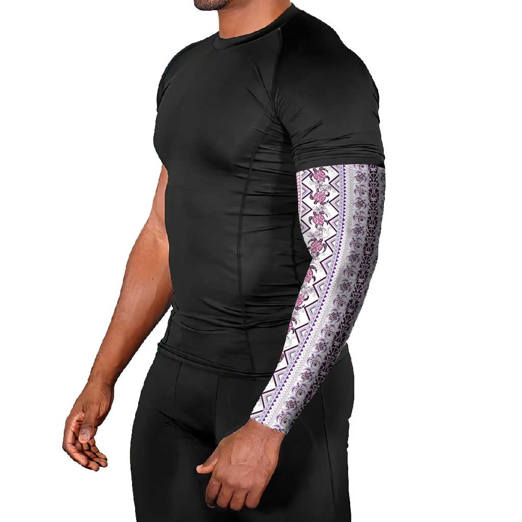 Hawaii Makahiki Turtle Arm Sleeves Violet Tapa Pattern LT05 - Polynesian Pride