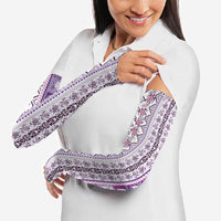 Hawaii Makahiki Turtle Arm Sleeves Violet Tapa Pattern LT05 - Polynesian Pride