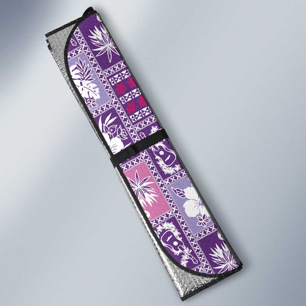 Hawaii Makahiki Turtle Auto Sun Shade Violet Tapa Pattern LT05 - Polynesian Pride