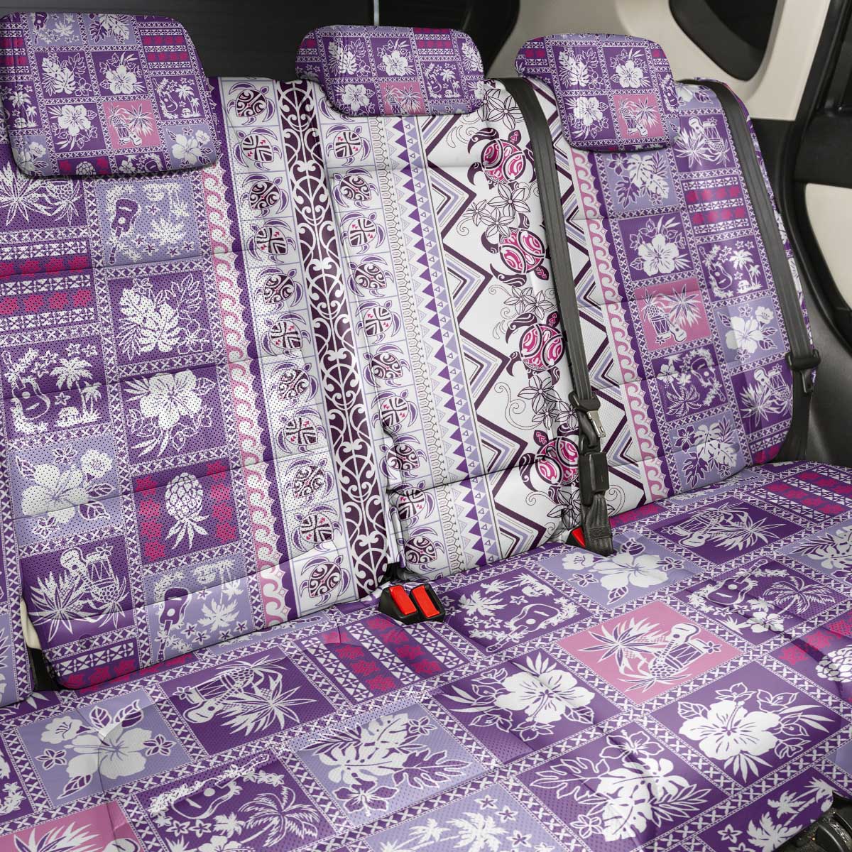 Hawaii Makahiki Turtle Back Car Seat Cover Violet Tapa Pattern LT05 - Polynesian Pride
