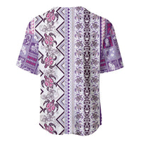 Hawaii Makahiki Turtle Baseball Jersey Violet Tapa Pattern LT05 - Polynesian Pride