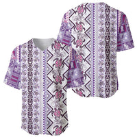 Hawaii Makahiki Turtle Baseball Jersey Violet Tapa Pattern LT05 - Polynesian Pride