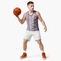 Hawaii Makahiki Turtle Basketball Jersey Violet Tapa Pattern LT05 - Polynesian Pride