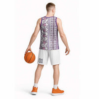 Hawaii Makahiki Turtle Basketball Jersey Violet Tapa Pattern LT05 - Polynesian Pride
