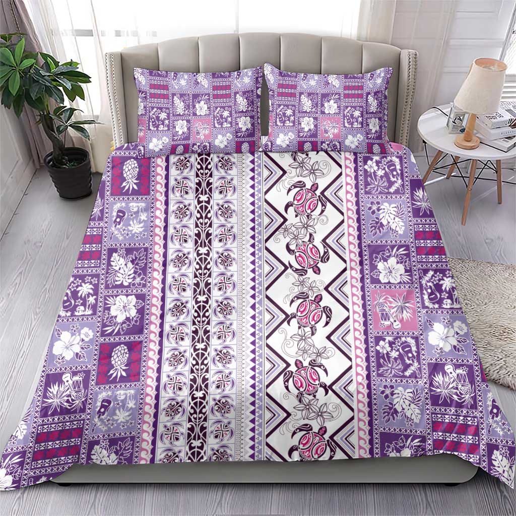 Hawaii Makahiki Turtle Bedding Set Violet Tapa Pattern LT05 - Polynesian Pride