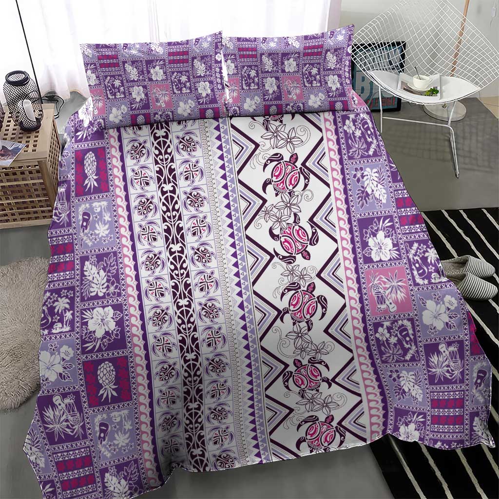 Hawaii Makahiki Turtle Bedding Set Violet Tapa Pattern LT05 - Polynesian Pride