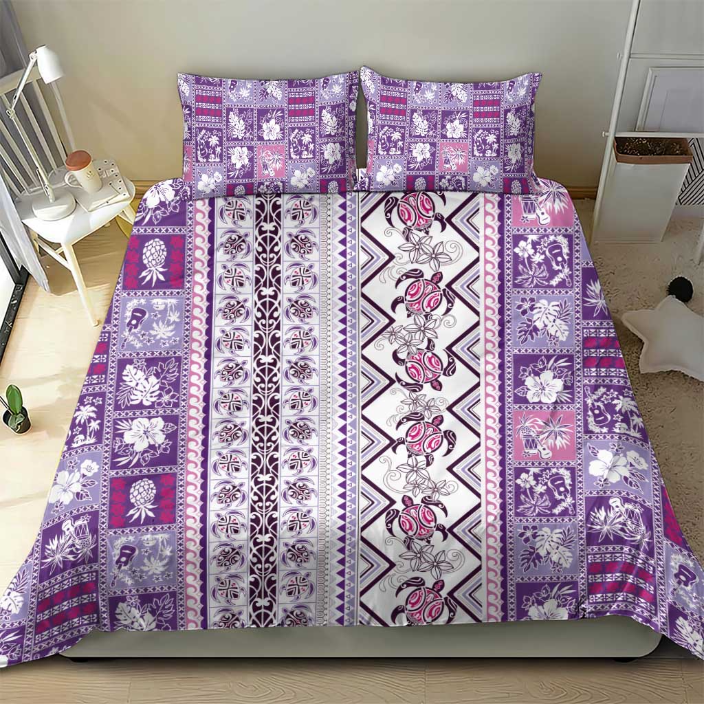 Hawaii Makahiki Turtle Bedding Set Violet Tapa Pattern LT05 - Polynesian Pride