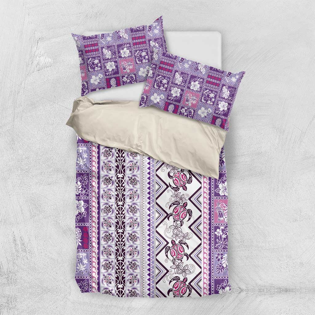 Hawaii Makahiki Turtle Bedding Set Violet Tapa Pattern LT05 US Twin 172cm x 218cm Violet - Polynesian Pride