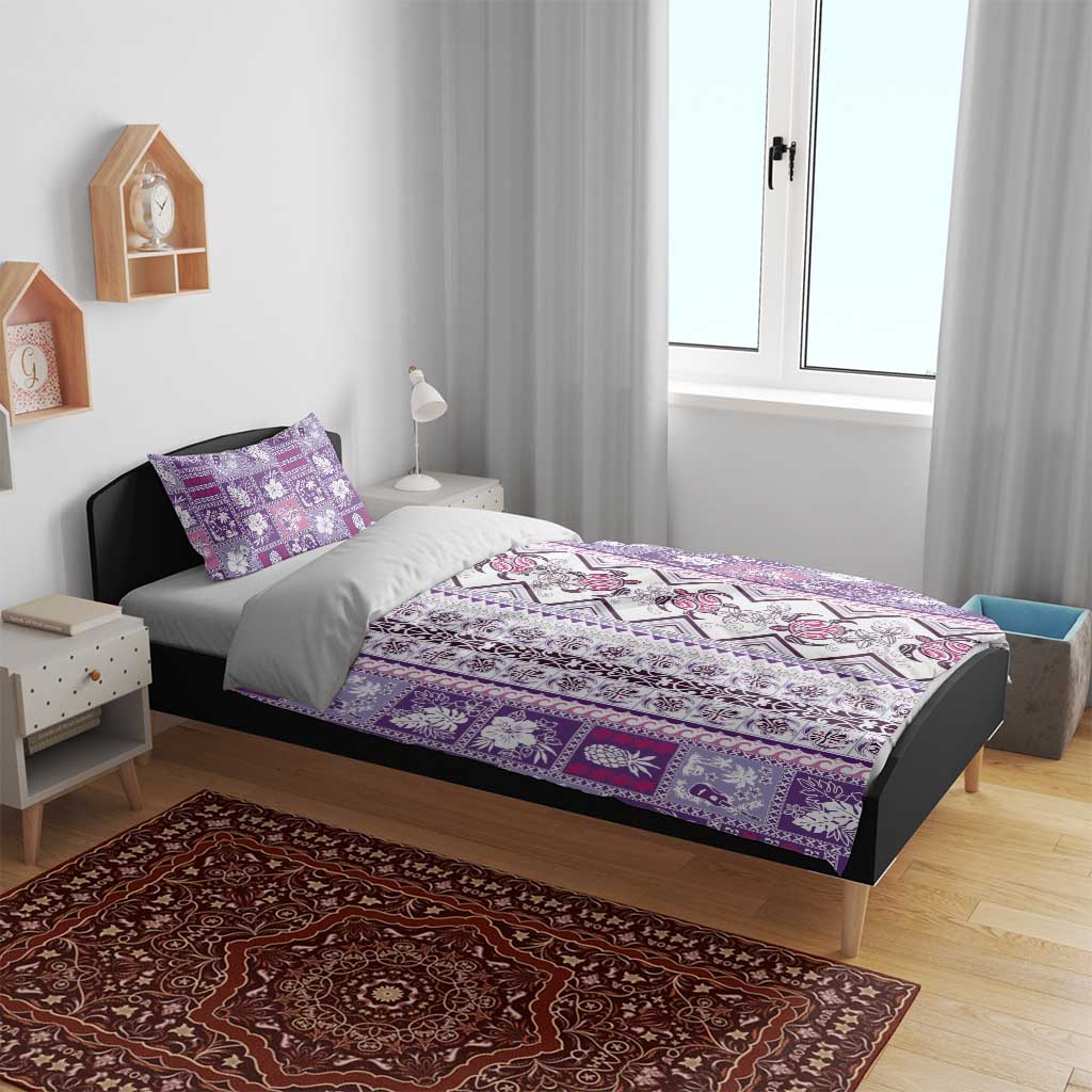 Hawaii Makahiki Turtle Bedding Set Violet Tapa Pattern LT05 - Polynesian Pride