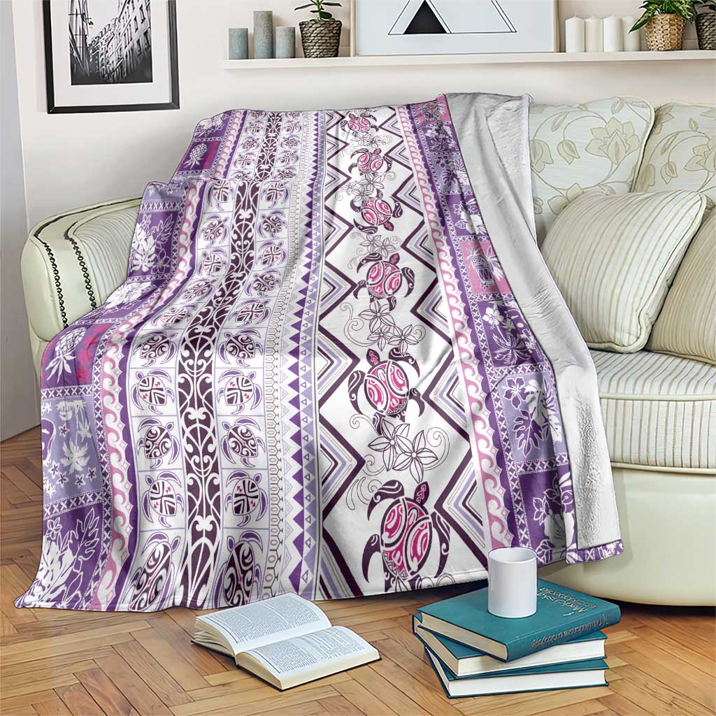 Hawaii Makahiki Turtle Blanket Violet Tapa Pattern LT05 Violet - Polynesian Pride