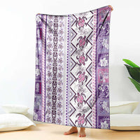 Hawaii Makahiki Turtle Blanket Violet Tapa Pattern LT05 - Polynesian Pride
