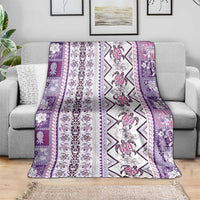 Hawaii Makahiki Turtle Blanket Violet Tapa Pattern LT05 - Polynesian Pride