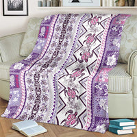 Hawaii Makahiki Turtle Blanket Violet Tapa Pattern LT05 - Polynesian Pride