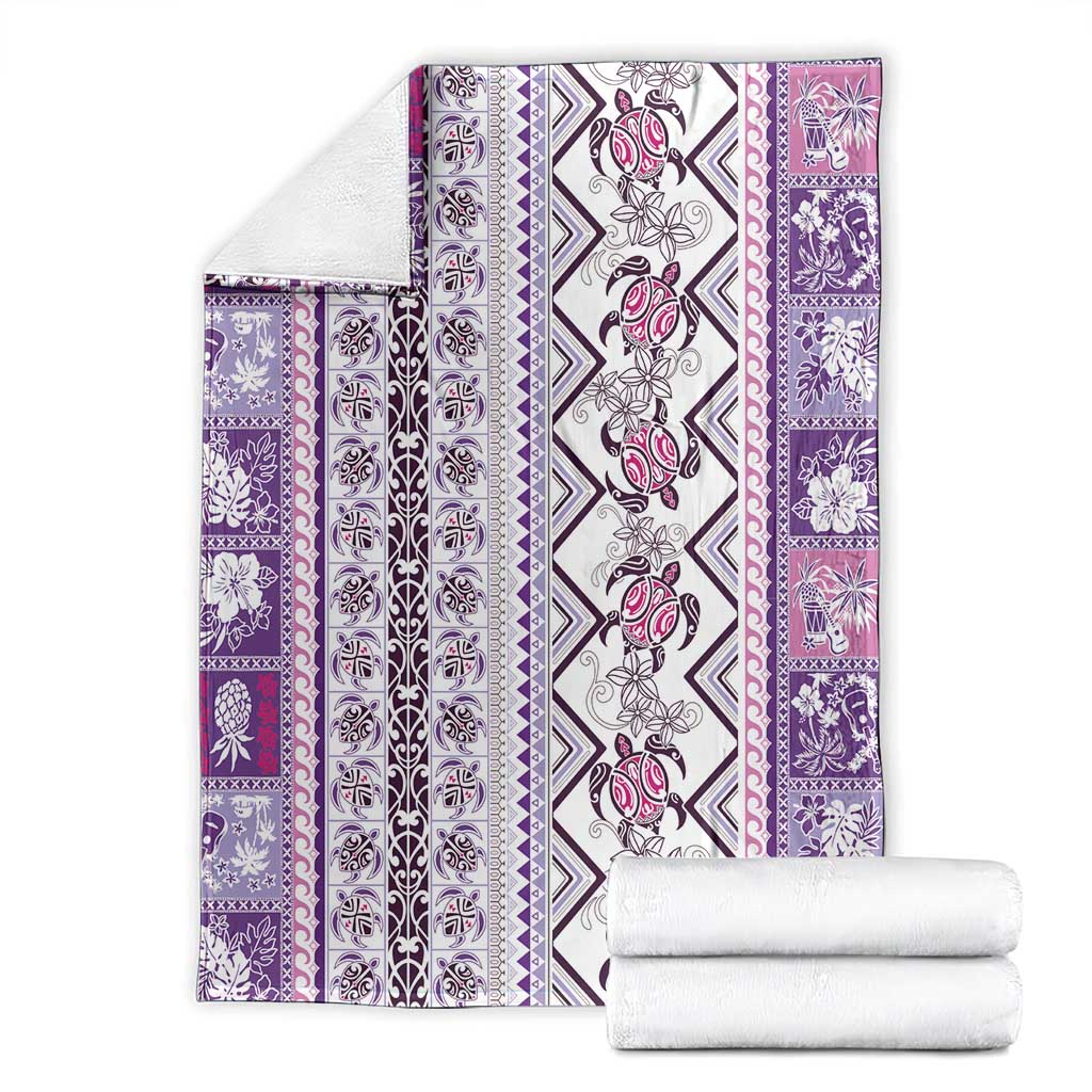 Hawaii Makahiki Turtle Blanket Violet Tapa Pattern LT05 - Polynesian Pride