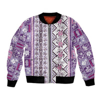 Hawaii Makahiki Turtle Bomber Jacket Violet Tapa Pattern LT05 Unisex Violet - Polynesian Pride