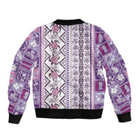 Hawaii Makahiki Turtle Bomber Jacket Violet Tapa Pattern LT05 - Polynesian Pride