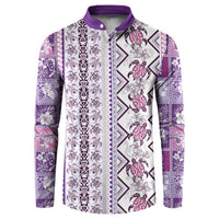 Hawaii Makahiki Turtle Button Sweatshirt Violet Tapa Pattern LT05 Violet - Polynesian Pride