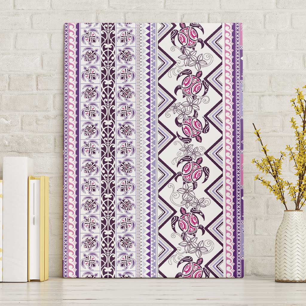 Hawaii Makahiki Turtle Canvas Wall Art Violet Tapa Pattern LT05 Without Frame Violet - Polynesian Pride