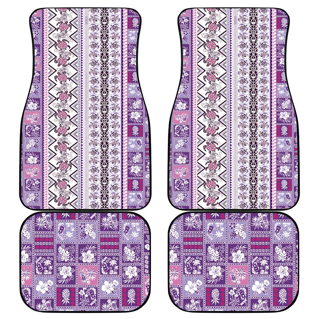 Hawaii Makahiki Turtle Car Mats Violet Tapa Pattern LT05 - Polynesian Pride
