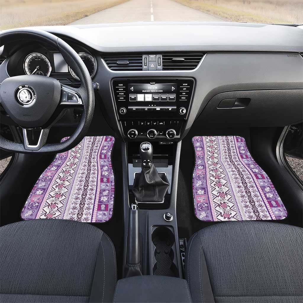 Hawaii Makahiki Turtle Car Mats Violet Tapa Pattern LT05 Set 2pcs - Front Violet - Polynesian Pride