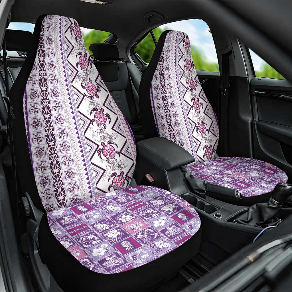 Hawaii Makahiki Turtle Car Seat Cover Violet Tapa Pattern LT05 One Size Violet - Polynesian Pride