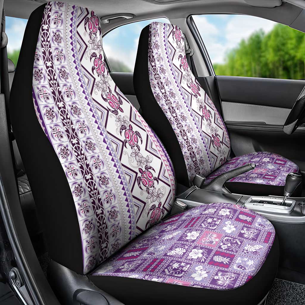 Hawaii Makahiki Turtle Car Seat Cover Violet Tapa Pattern LT05 - Polynesian Pride