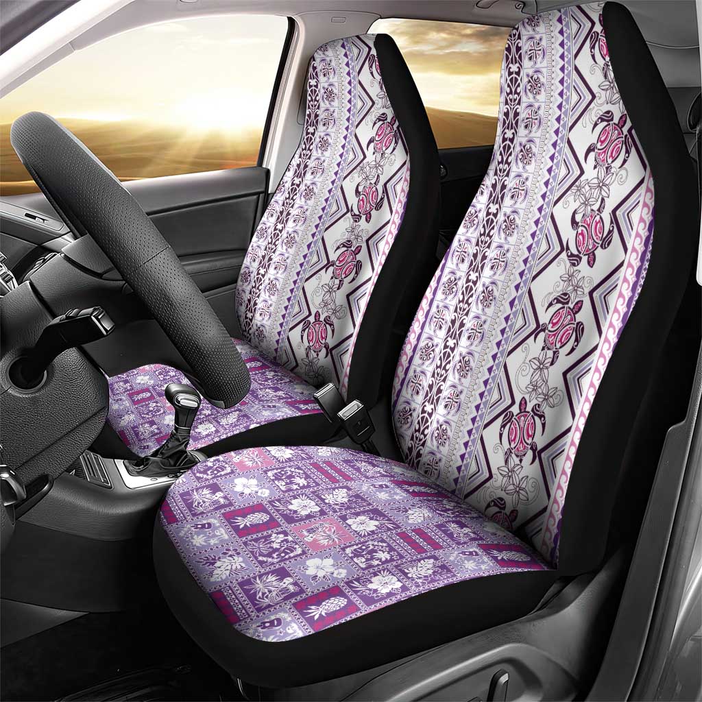 Hawaii Makahiki Turtle Car Seat Cover Violet Tapa Pattern LT05 - Polynesian Pride