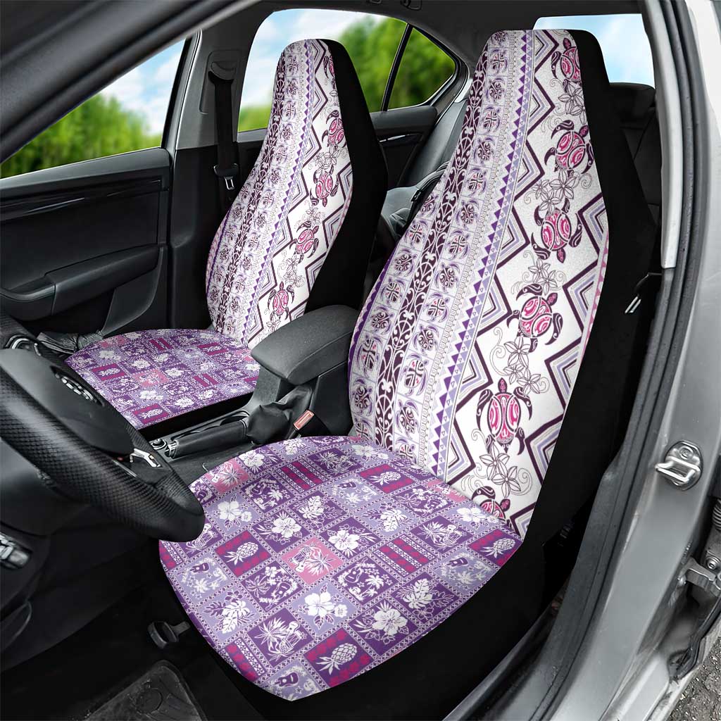 Hawaii Makahiki Turtle Car Seat Cover Violet Tapa Pattern LT05 - Polynesian Pride
