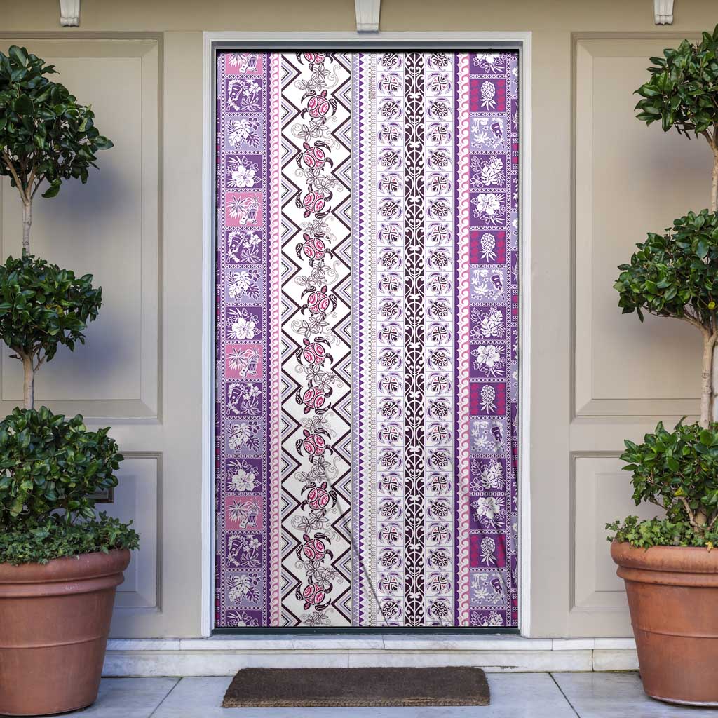 Hawaii Makahiki Turtle Door Cover Violet Tapa Pattern LT05 Violet - Polynesian Pride