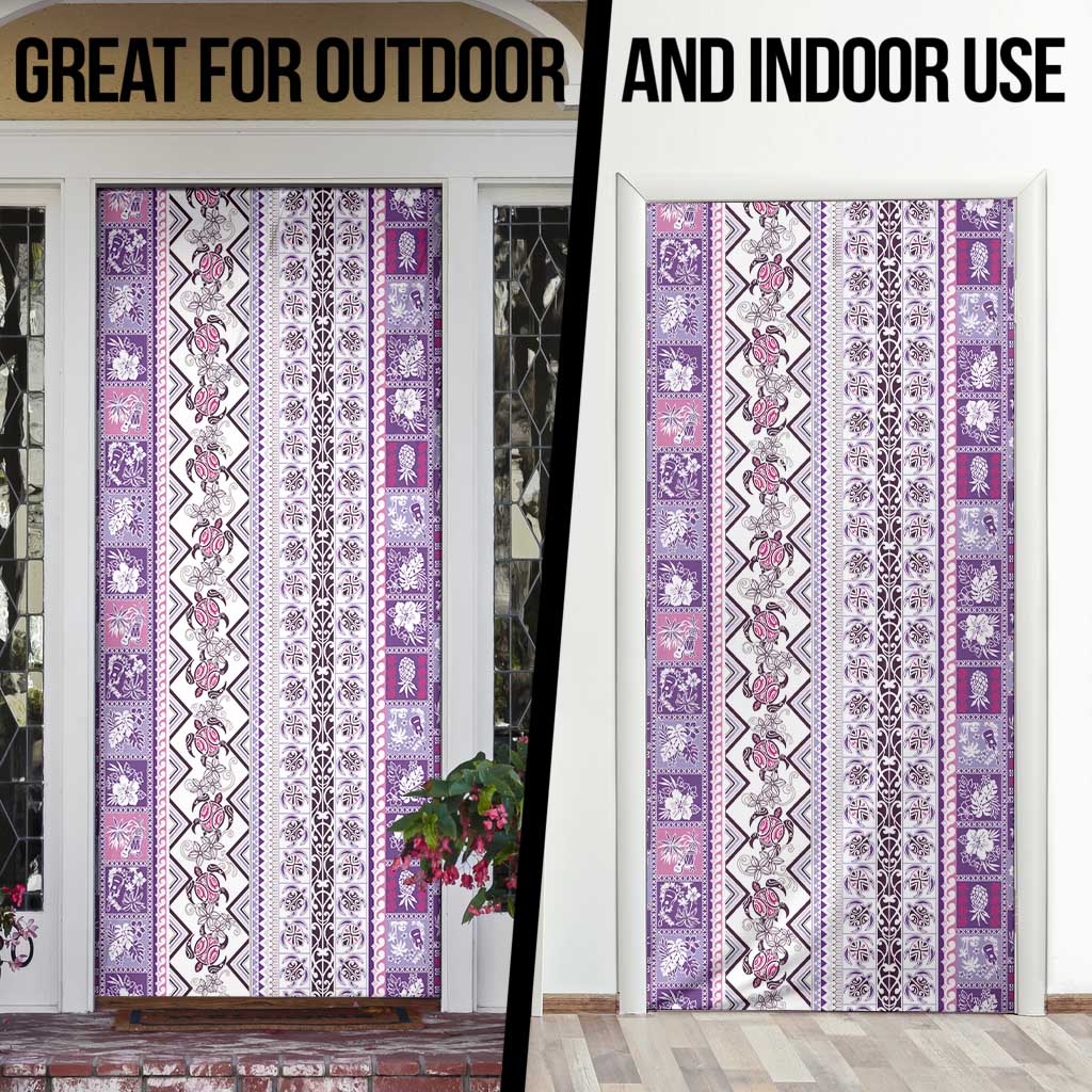 Hawaii Makahiki Turtle Door Cover Violet Tapa Pattern LT05 - Polynesian Pride