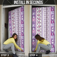 Hawaii Makahiki Turtle Door Cover Violet Tapa Pattern LT05 - Polynesian Pride