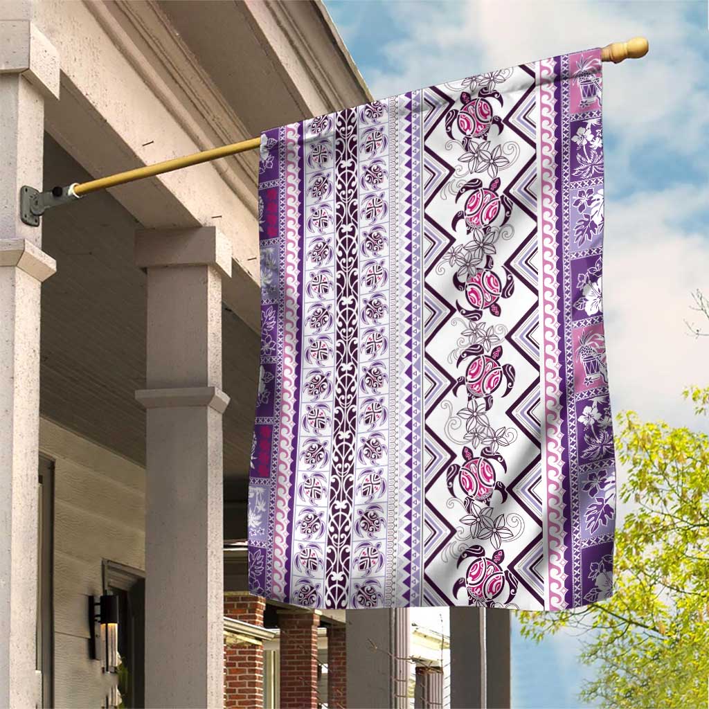 Hawaii Makahiki Turtle Garden Flag Violet Tapa Pattern LT05 House Flag Violet - Polynesian Pride