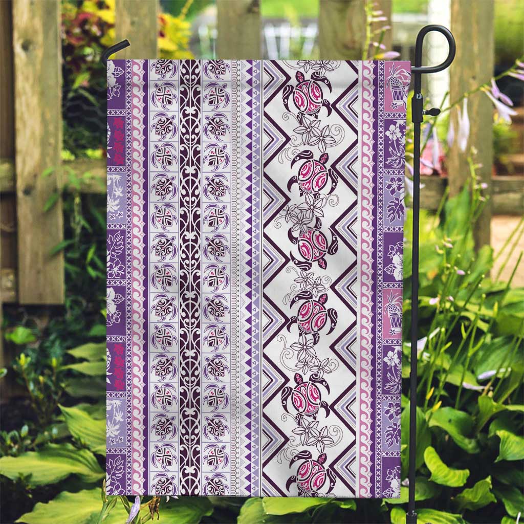 Hawaii Makahiki Turtle Garden Flag Violet Tapa Pattern LT05 Garden Flag Violet - Polynesian Pride