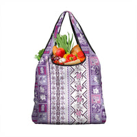 Hawaii Makahiki Turtle Grocery Bag Violet Tapa Pattern LT05 1-pack One Size Violet - Polynesian Pride