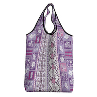 Hawaii Makahiki Turtle Grocery Bag Violet Tapa Pattern LT05 - Polynesian Pride
