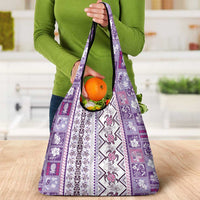Hawaii Makahiki Turtle Grocery Bag Violet Tapa Pattern LT05 - Polynesian Pride