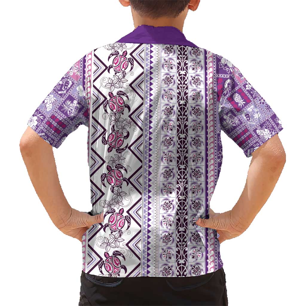 Hawaii Makahiki Turtle Hawaiian Shirt Violet Tapa Pattern LT05 - Polynesian Pride