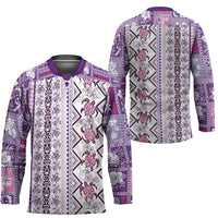 Hawaii Makahiki Turtle Hockey Jersey Violet Tapa Pattern LT05 - Polynesian Pride