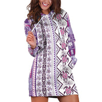 Hawaii Makahiki Turtle Hoodie Dress Violet Tapa Pattern LT05 Violet - Polynesian Pride